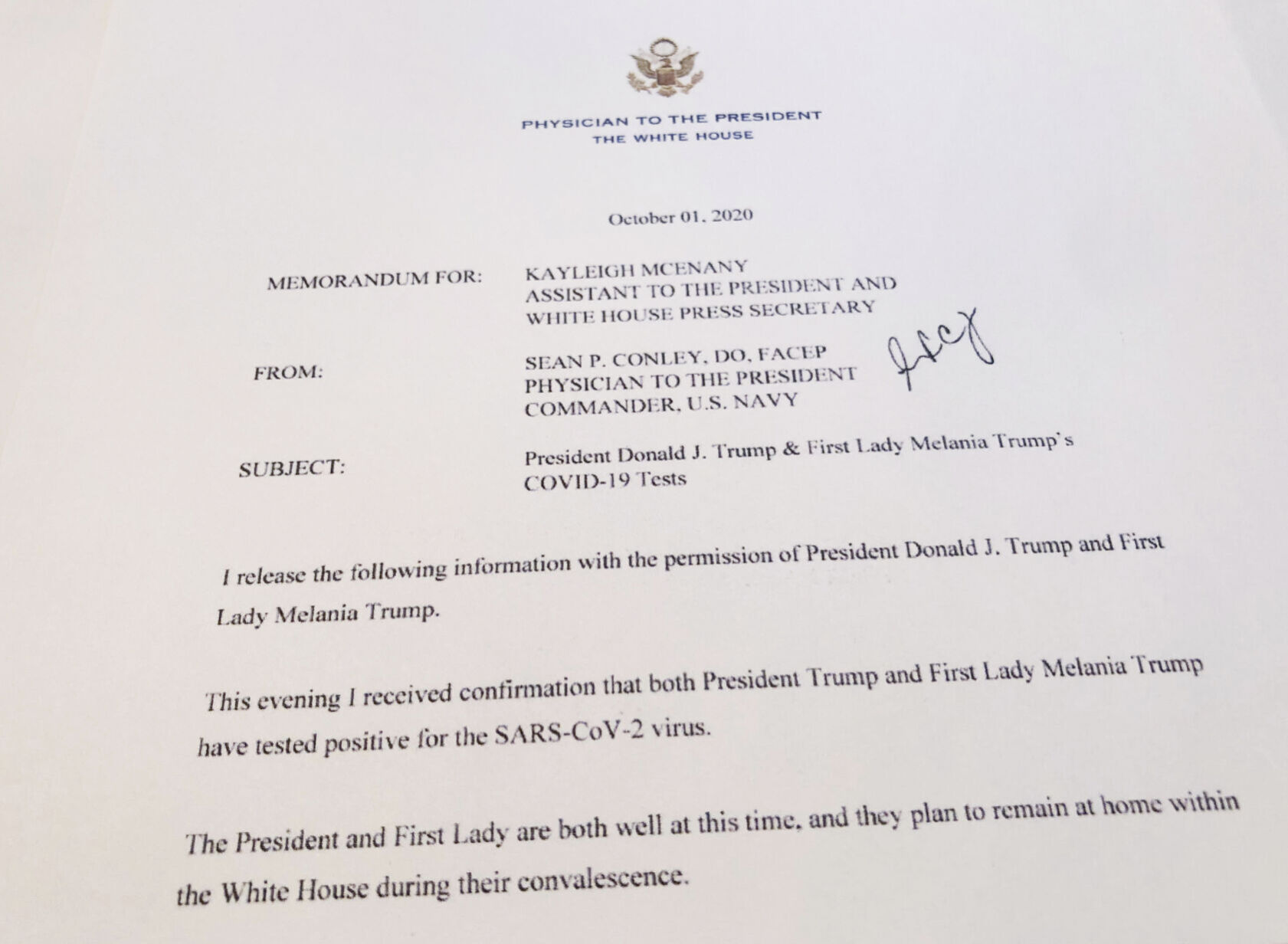 Friday: Trump's physician releases statement